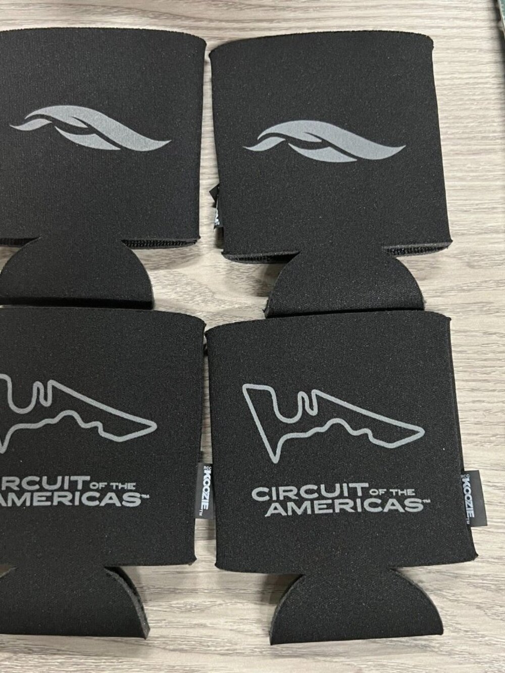 Circuit Of The Americas Koozie Can Cooler Set Black Gray Logo Track Map LOT 4